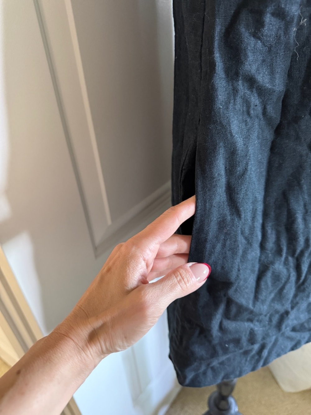 Abercrombie Black Linen Blend Shift Dress Mini Small NWT - Picture 5 of 9